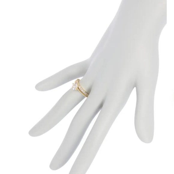 Nordstrom NWT -  14 KGP Eternity Band & Engagement Stone Ring Set - Picture 3 of 4